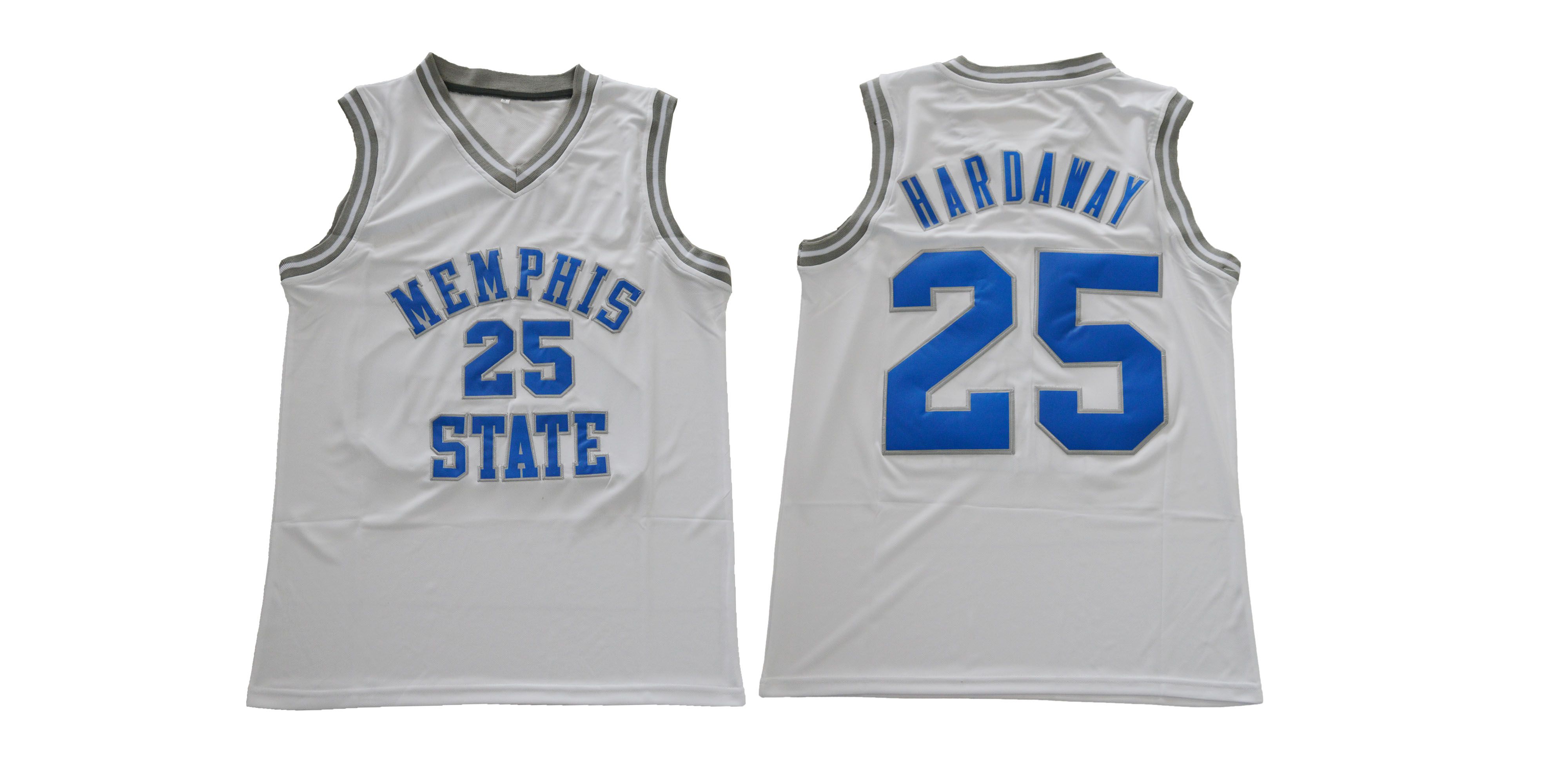 Men Memphis Tigers 25 Hardaway White NCAA NBA Jerseys